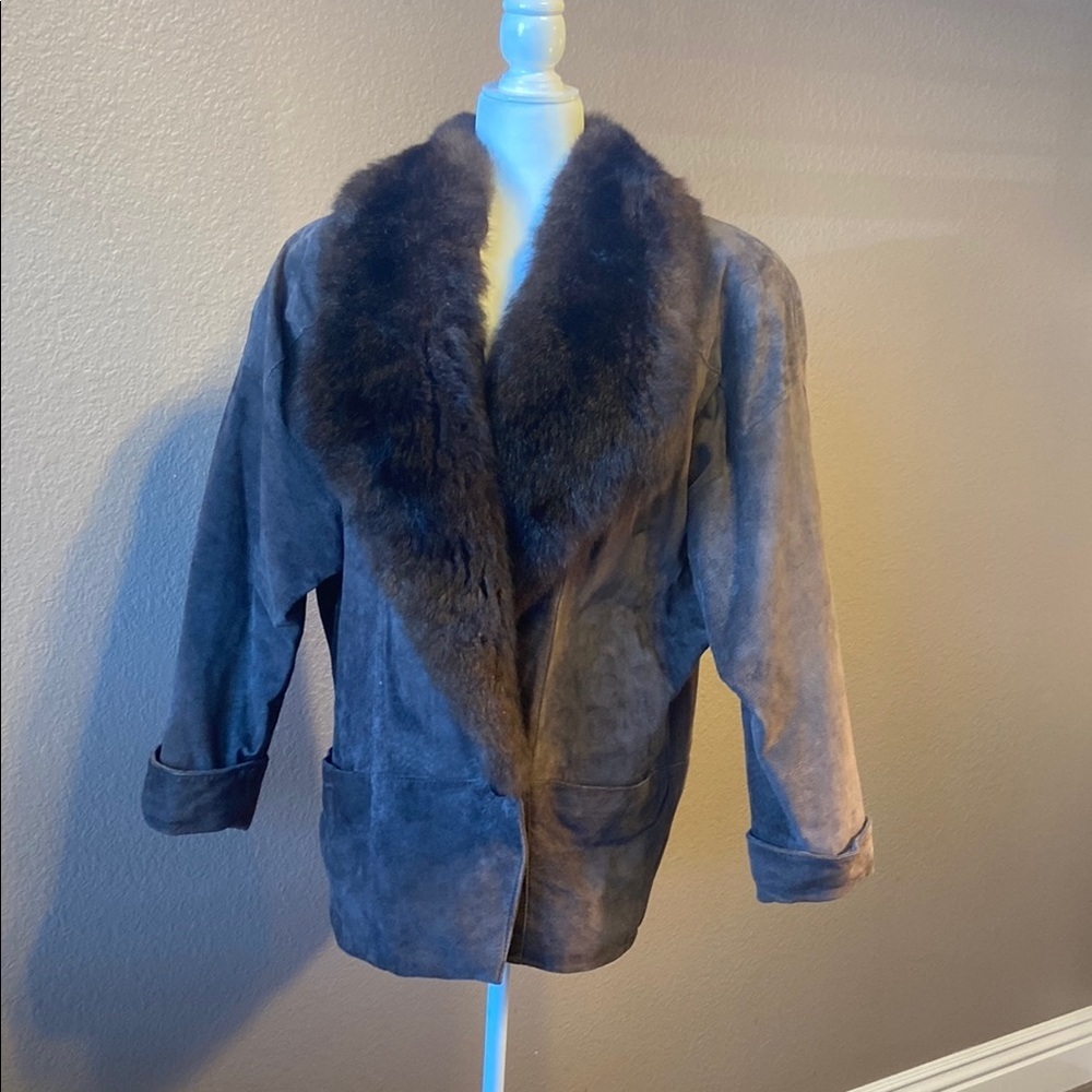 Vintage GB New York womens medium brown single button coat